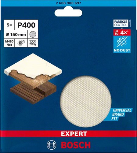 Bosch Accessoires Expert M480 schuurnet voor excenterschuurmachines 150 mm, K400 5-delig - 2608900697-2