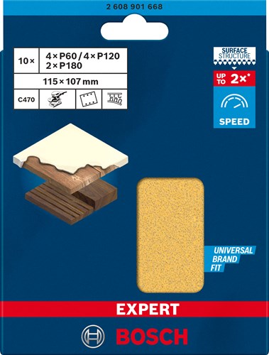 Bosch Accessoires EXPERT C470 Schuurpapierset 115 x 107 mm, K 60/120/180, 10-delig - 2608901668-2