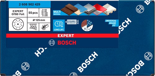 Bosch Accessoires EXPERT 55-delige set Schuurschijf O780 met film onderlaag, 125 mm, 5xG60; 15xG80; 15xG120; 15xG180; 5xG240 - 2608902429-2