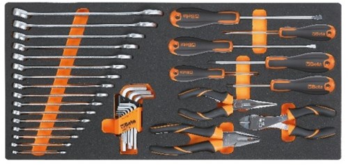 Beta MC10 Zachte foam inlegbak met steekringsleutels | Beta Easy schroevendraaiers | tangen en zeskant stiftsleutels - 027500011 027500011