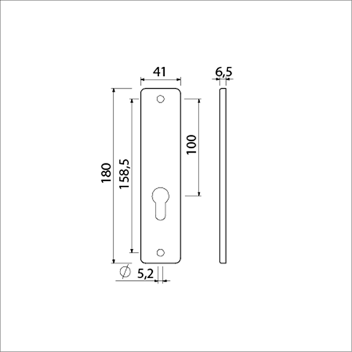 AMI Kortschild 180/41 RH Zkrg Profielcilinder 55 Zwart 9005 Str - 739134-2