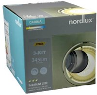 Nordlux LED inbouwspot Carina vierkant nickel GU10 5W 3-pack dimbaar 2700K - 4801300-3