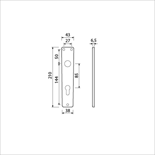 AMI Langschild 218/3 RH Profielcilinder 85 F-2 - 223217-2