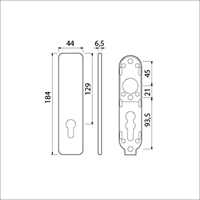 AMI Kortschild 185/44 Zonder Krukgat Profielcilinder 72 Klik F-1 - 210346-2