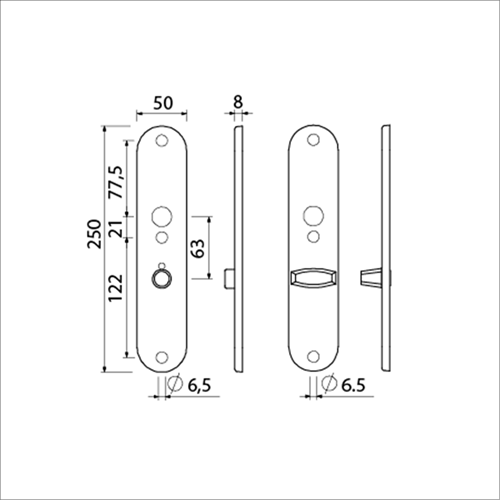 AMI Langschild Wc 250/50/8/1 8*63 F1 R6,5/R7,3 - 215396-2