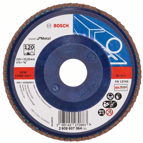 Bosch Accessoires 1 lamellenschijf 115 , expert for metal recht, kunststof, 120 - 2608607364 afbeelding