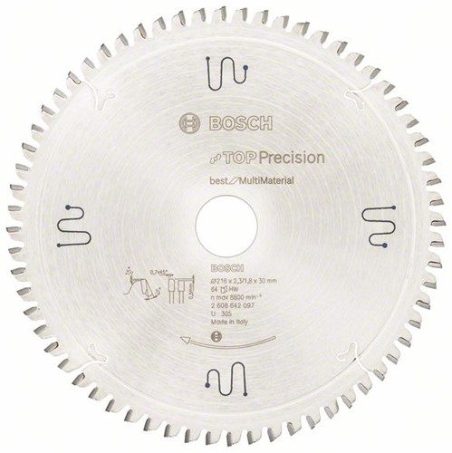 Bosch Accessoires Cirkelzaagblad Top Precision Best for Multi Material 216 x 30 x 2,3 mm, 64 1st - 2608642097