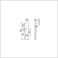 AMI Veiligheidsbeslag 250/50/15 Buiten Kt 92 en Binnen Profielcilinder 92 F1 Deurdikte 53/57 Mm - 656192-2