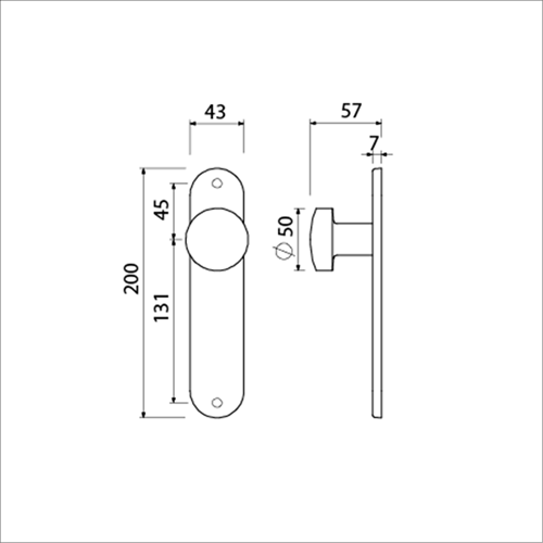 AMI Knop 169/50 Vast Langschild 200/1/7 Blind F1 - 322971-2