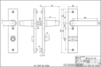 Nemef 3251 WC Ls Beslag kortschild rechthoekig | Blok kruk-kruk | beslagset | geveerd | krukstift 8mm | F1 aluminium | WC72 | draairichting links - 9325122722-2