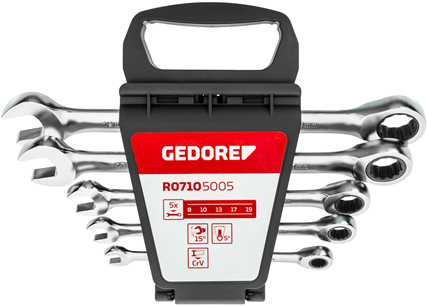 Gedore r07105005 | ringratel-steeksleutelset | sw 8 - 19 mm | 5-delig - 3300849 afbeelding 1