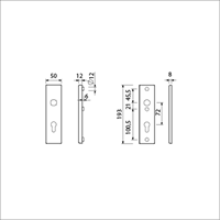 AMI Veiligheidsbeslag 193*50 Buiten en Binnen Profielcilinder 72 F1 Deurdikte 38/42 Mm - 821404-2