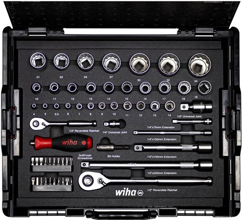 Wiha Dopsleutel- en bitset 1/4" en 1/2" | 60-delig | Incl. L-Boxx - 44685