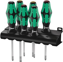 Wera 335/350/355/6 Schroevendraaierset Kraftform Plus Lasertip + houder, 6 -delig - 1 stuk(s) - 05105622001