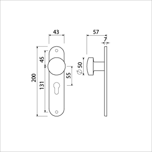 AMI Knop 169/50 Vast Langschild 200/1/7 Profielcilinder 55 Irox Archi-Design - 620245-2
