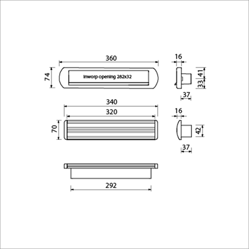 AMI Briefplaat/Tochtklep EP 975/1 Climate Comfort Irox Archi-Design Deurdikte 68/72 - 620332-2