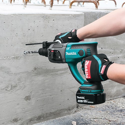 Accuboorhamer, compatibel met Makita 18 V lithium-ion accu, borstelloze combihamer, slagboormachine, 3 functies: boren, hamerboren, beitel, met 6-delige boorbeitelset (zonder accu