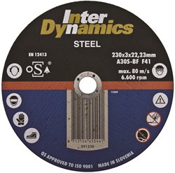 InterDynamics doorslijpschijf 125x3mm, 22.23mm metaal | 1 stuks - 391125