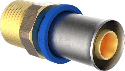 Kirchhoff Messing overgangsstuk, blank, 20 mm x 3/4"ET, persfitting voor meerlagenbuis - 988712355