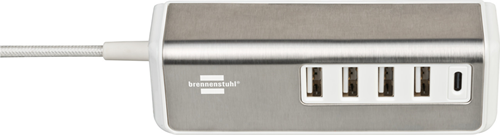 Brennenstuhl brennenstuhl®estilo USB multilader met 1,5m textiel kabel 4x USB lader + 1x USB C - 1508230-2