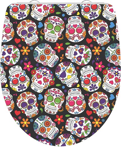 Schutte Duroplast High Gloss WC-bril CRAZY SKULL met soft-close en quick-release
 - 82586 - 82586