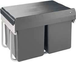 Eyckhaus 2-voudige afvalverzamelaar vierkant 2 x 15 l | grijs/zilver - 4367 4367