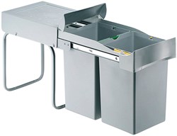 Eyckhaus 2-voudige afvalverzamelaar vierkant 2 x 14 l | grijs/zilver - 4378 4378