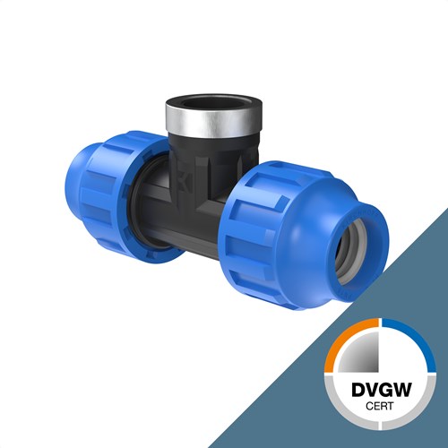 Kirchhoff PP T-adapter, 32 mm x 3/4"IG x 32 mm, klemkoppeling voor HDPE - 984844717