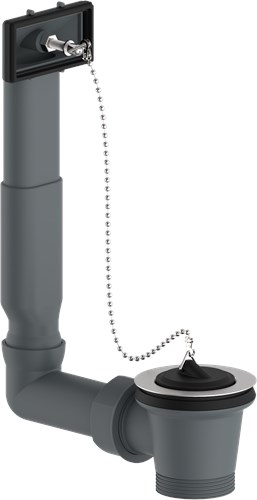 Kirchhoff ECO-SAVE kunststof gootsteenafvoer en overloopgarnituur, grijs, 1 1/2"ET x 70 mm, in hoogte verstelbaar, overloop aan de zijkant - 98834149