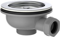 Kirchhoff ECO-SAVE kunststof korfventiel, grijs, 1 1/2" ET, roestvrijstalen ventielbeker en zeef Ø114 mm, met 1" overloopaansluiting - 98835349
