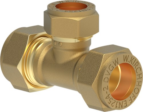 Kirchhoff Messing verloopstuk, blank, 18 mm x 15 mm x 18 mm, klemkoppeling voor koperen buis - 989453517