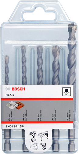 Bosch Accessoires Hex-5 Betonborenset 4/5/6/8/10 mm | 5-delig - 2608841654