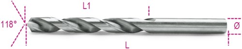 Beta Spiraalboren, korte uitvoering HSS volledig geslepen glimmende afwerking 412 4,75 - 004120085