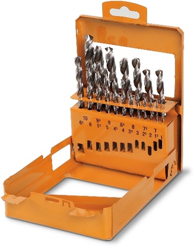 Beta Set spiraalboren, korte uitvoering HSS volledig geslepen glimmende afwerking (art. 142) in kistje 412/SP19 - 004120419-2