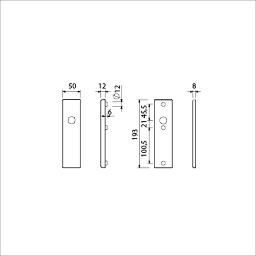 AMI Veiligheidsbeslag 193*50 Buiten en Binnen Blind F2 Deurdikte 38/42 Mm - 831101-2