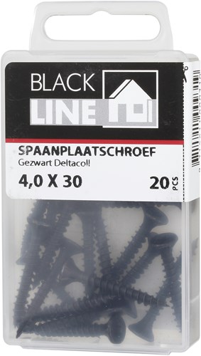 Blackline Spaanplaatschroef Hcp Zwart Pk Torx TX20 +Snijpunt 4.0X30 | 20 stuks - 6901.20.14030