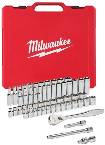 Milwaukee Accessoires 3/8” Ratel en Doppenset | Metrisch | 56-delig - 4932464946