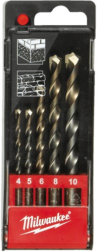 Milwaukee Accessoires Betonboren set in kunststof cassette (5-delig): 4 / 5 / 6 / 8 / 10 mm - 4932480157