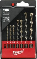 Milwaukee Accessoires Betonboren set in kunststof cassette (8-delig): 3 / 4 / 5 / 6 / 7 / 8 / 9 / 10 mm - 4932480158