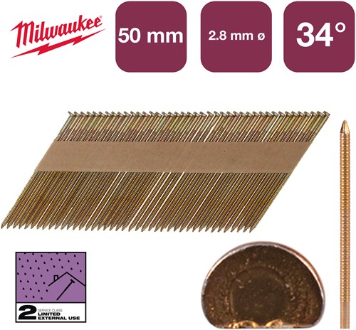 Milwaukee Accessoires Nagels D-kop 34° 50mm/RS/G/SC2 | 2.200 stuks - 4932492606