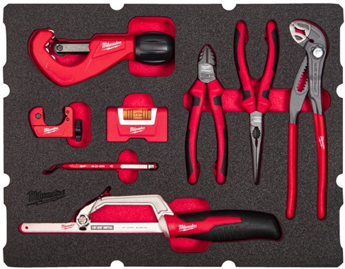 Milwaukee Foam inlay geschikt voor alle PACKOUT™ gereedschapskoffers met lades voor de loodgieter | 8-delig - 4932493639