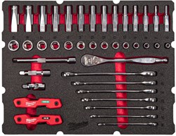 Milwaukee Foam inlay geschikt voor alle PACKOUT™ gereedschapskoffers met lades met (ringratel)steeksleutels | 55-delig - 4932493640