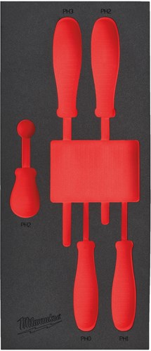 Milwaukee Empty 5 pc Screwdriver PH Set Foam Insert Lege Foam Inlay schroevendraaier PH Set (5 delig) - 4932493671