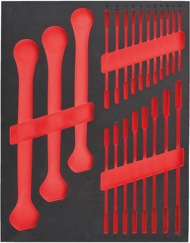 Milwaukee Empty 22 pc MAXBITE Ratcheting Combination Spanner Foam Set Lege Foam Inlay ringratel-steeksleutel set MAX BITE™ 6 mm-32 mm (22-delig) - 4932493677