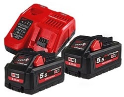 Milwaukee M18 HNRG-552 - M18 HB5 DUO Pack 18V 5.5Ah High Output + Lader M12-18FC