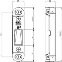 Nemef VS 5006 Veiligheidsbijzetsluitkom | zelfstellend | afmetingen 125 x 25 x 22 mm | per 2 stuks verpakt | DR 1+2+3+4 - A000323668-2