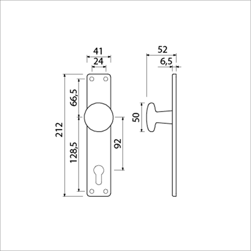 AMI Knop 160/50 Vast Langschild 212/41 RH Profielcilinder 92 F1 - 313798-2