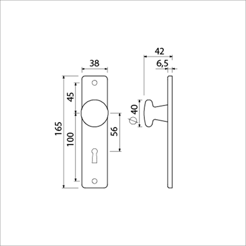 AMI Knop 160/40 Vast Kortschild 165/4 RH Sl 56 F1 - 310152-2
