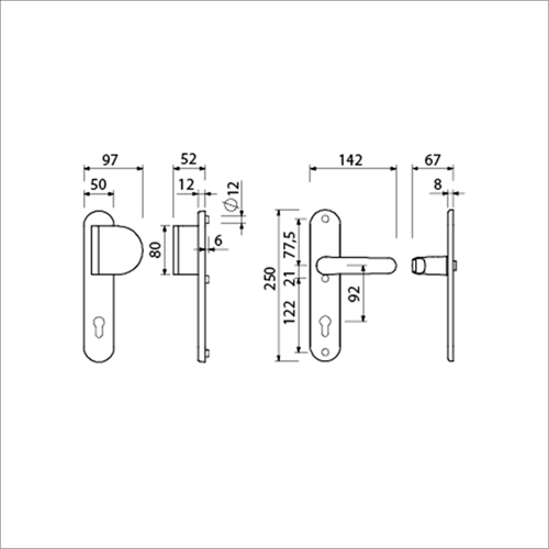 AMI Veiligheidsbeslag 250/50/1 Profielcilinder 92 Deurdikte 90/83 Re - 378 Rotaveer Deurdikte 53/57 Mm.F1 - 689711-2