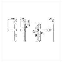 AMI Veiligheidsbeslag 378 Rotaveer 257/37/2 Kt 72 -378 Rotaveer 257/32/2 Profielcilinder 72 Irox Deurdikte 53/57 - 625516-2